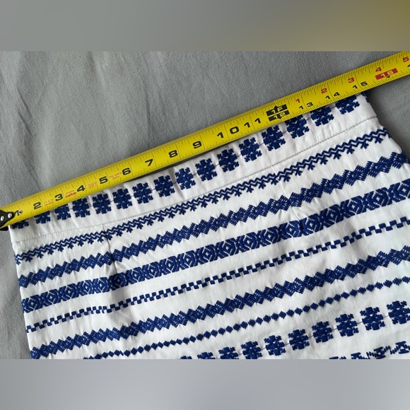 Sam Edelman Embroidered Beaded Stretch Cotton Mini Skirt Womens 6 10 Blue White - Picture 14 of 16